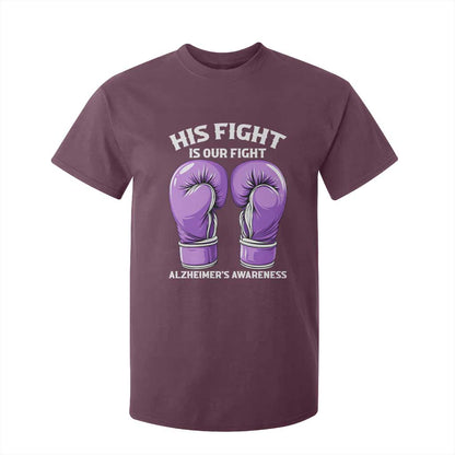 Purple Boxing Gloves Alzheimers Support T Shirt For Kid His Fight Our Fight