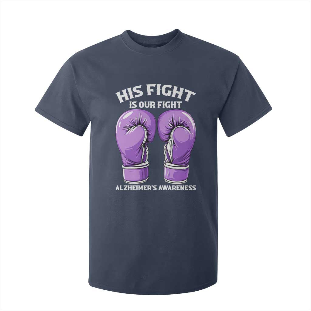 Purple Boxing Gloves Alzheimers Support T Shirt For Kid His Fight Our Fight