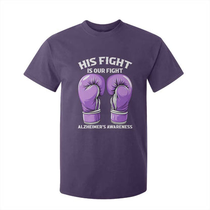 Purple Boxing Gloves Alzheimers Support T Shirt For Kid His Fight Our Fight
