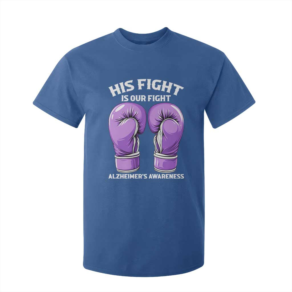 Purple Boxing Gloves Alzheimers Support T Shirt For Kid His Fight Our Fight