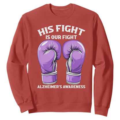 Purple Boxing Gloves Alzheimers Support Sweatshirt His Fight Our Fight