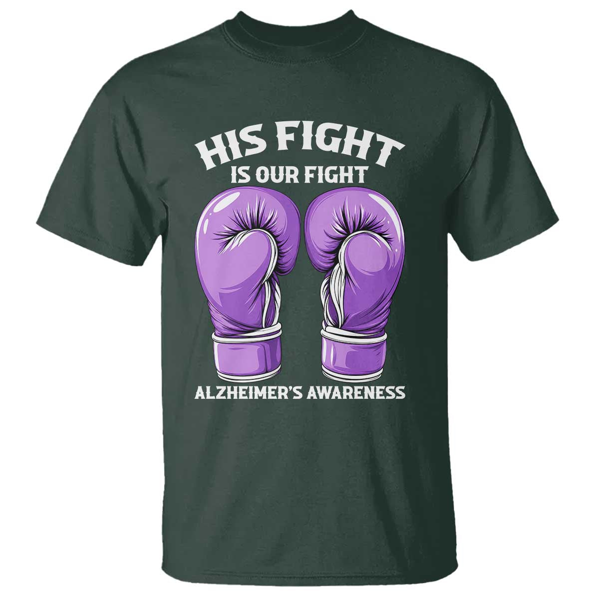 Purple Boxing Gloves Alzheimers Support T Shirt His Fight Our Fight