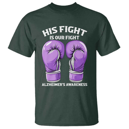 Purple Boxing Gloves Alzheimers Support T Shirt His Fight Our Fight
