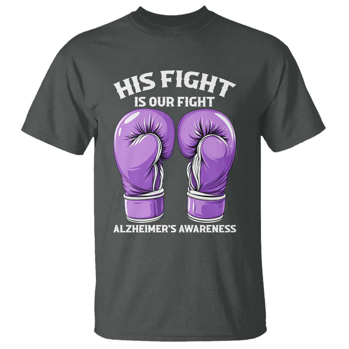 Purple Boxing Gloves Alzheimers Support T Shirt His Fight Our Fight