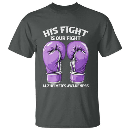 Purple Boxing Gloves Alzheimers Support T Shirt His Fight Our Fight