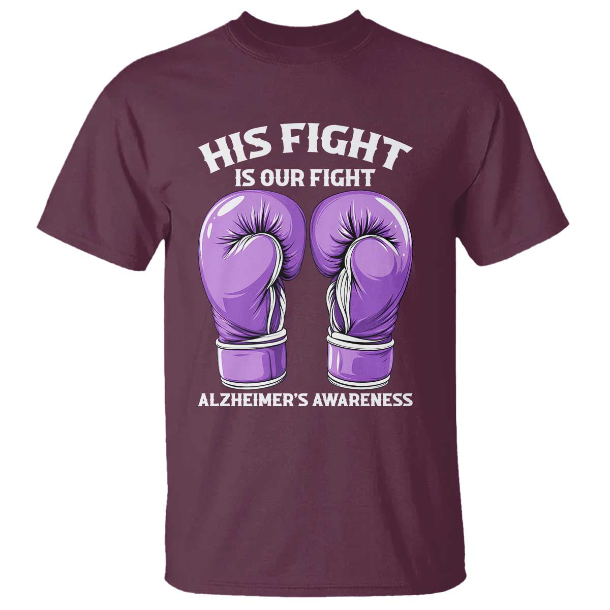 Purple Boxing Gloves Alzheimers Support T Shirt His Fight Our Fight