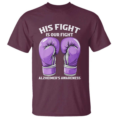 Purple Boxing Gloves Alzheimers Support T Shirt His Fight Our Fight