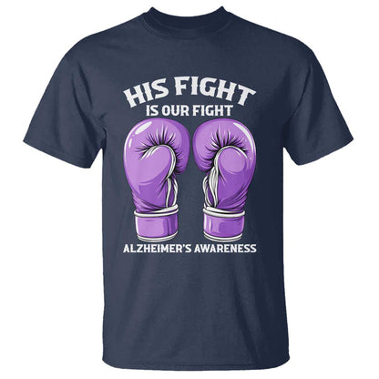 Purple Boxing Gloves Alzheimers Support T Shirt His Fight Our Fight