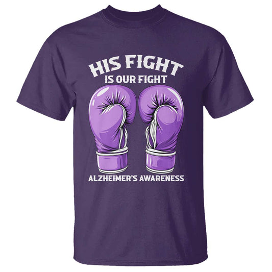 Purple Boxing Gloves Alzheimers Support T Shirt His Fight Our Fight