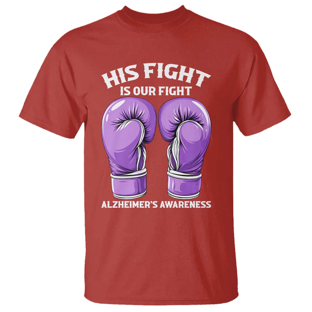 Purple Boxing Gloves Alzheimers Support T Shirt His Fight Our Fight