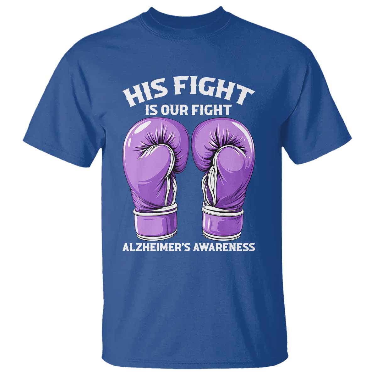 Purple Boxing Gloves Alzheimers Support T Shirt His Fight Our Fight