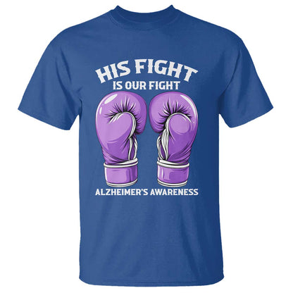 Purple Boxing Gloves Alzheimers Support T Shirt His Fight Our Fight
