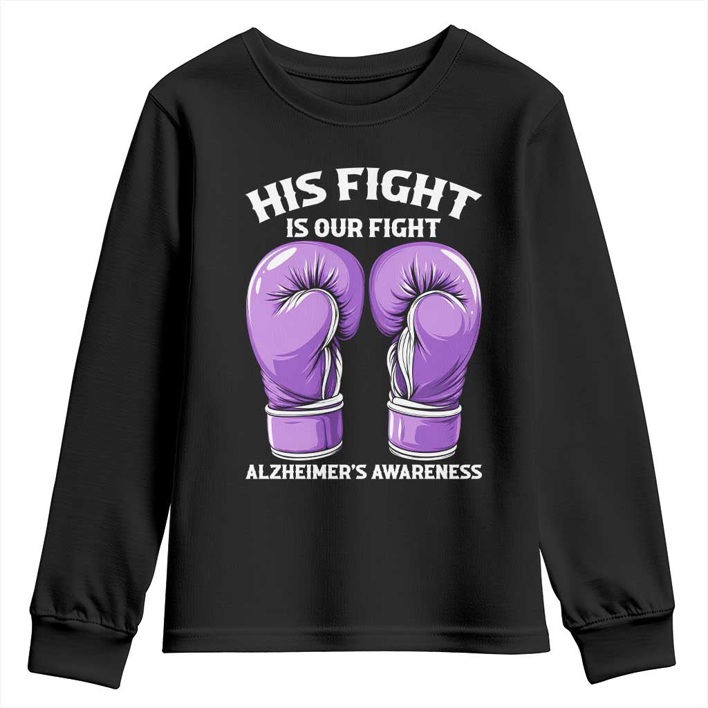 Purple Boxing Gloves Alzheimers Support Youth Sweatshirt His Fight Our Fight