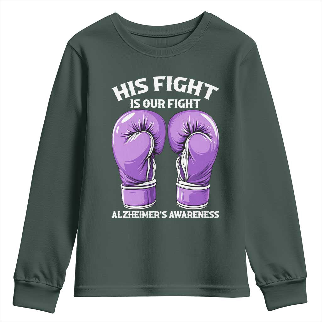 Purple Boxing Gloves Alzheimers Support Youth Sweatshirt His Fight Our Fight