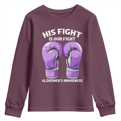 Purple Boxing Gloves Alzheimers Support Youth Sweatshirt His Fight Our Fight