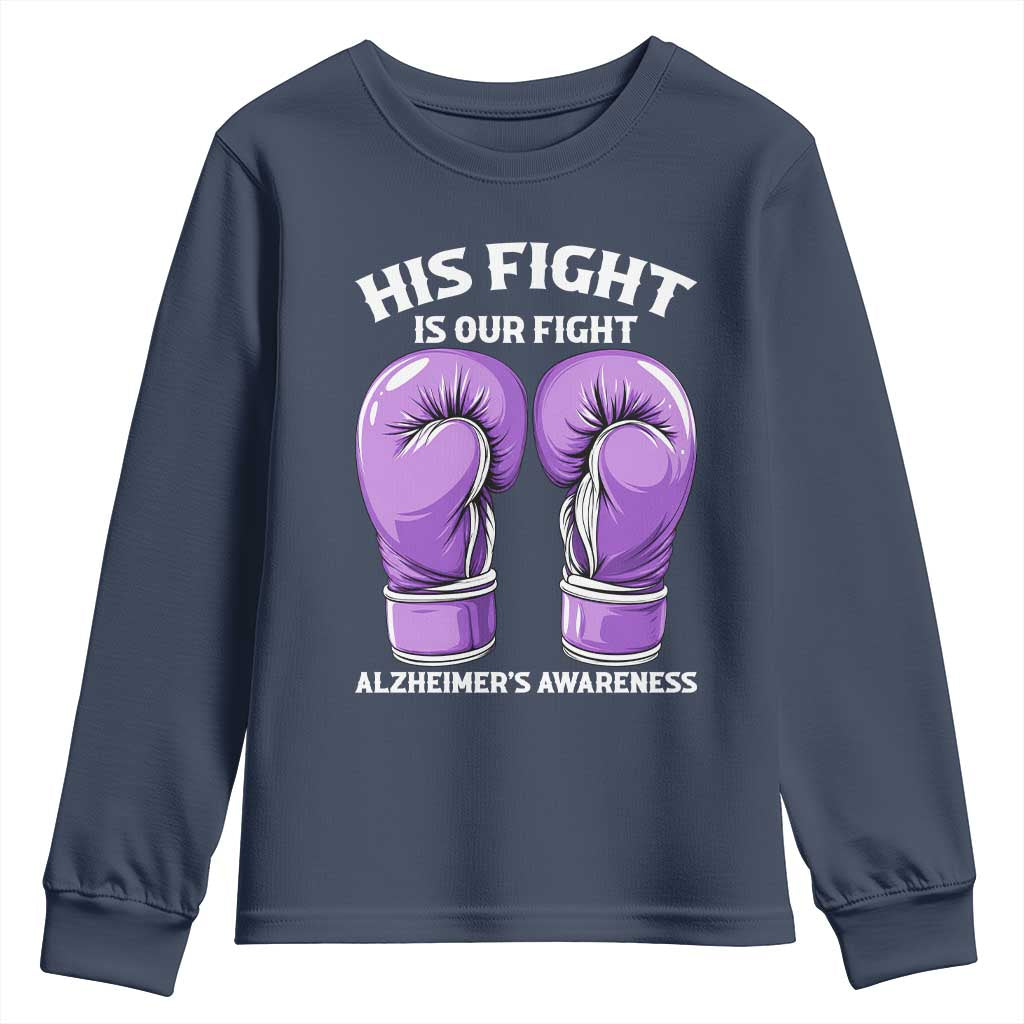 Purple Boxing Gloves Alzheimers Support Youth Sweatshirt His Fight Our Fight