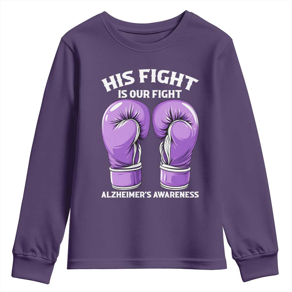 Purple Boxing Gloves Alzheimers Support Youth Sweatshirt His Fight Our Fight