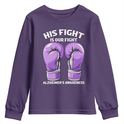 Purple Boxing Gloves Alzheimers Support Youth Sweatshirt His Fight Our Fight