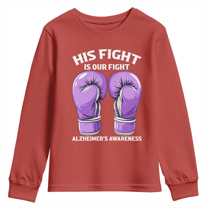 Purple Boxing Gloves Alzheimers Support Youth Sweatshirt His Fight Our Fight