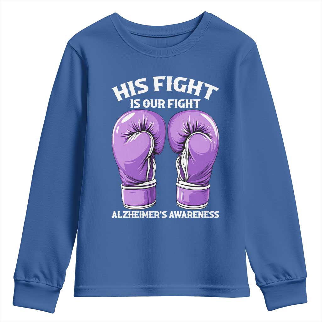 Purple Boxing Gloves Alzheimers Support Youth Sweatshirt His Fight Our Fight
