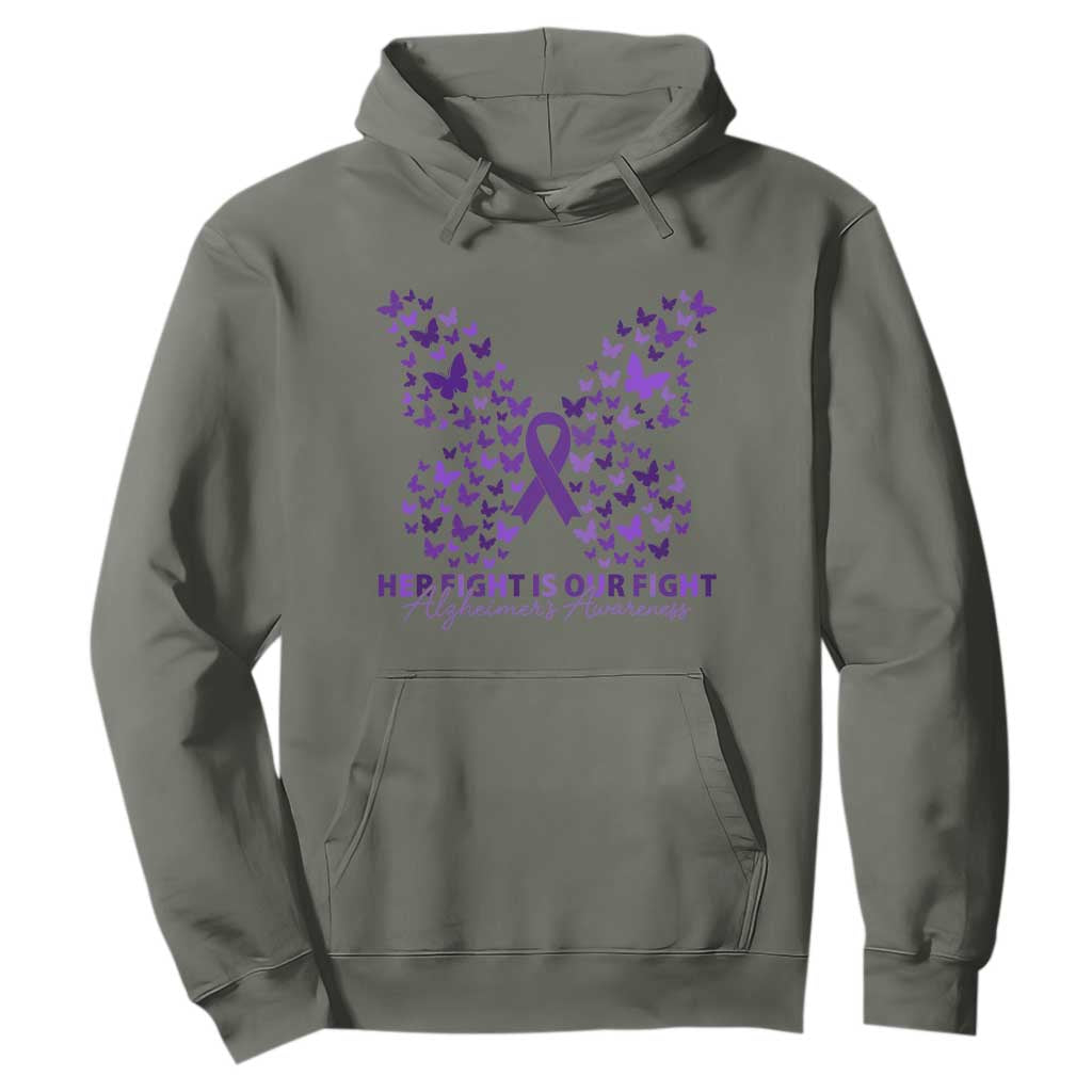 Alzheimers Butterfly Support Gift Hoodie Her Fight Our Fight