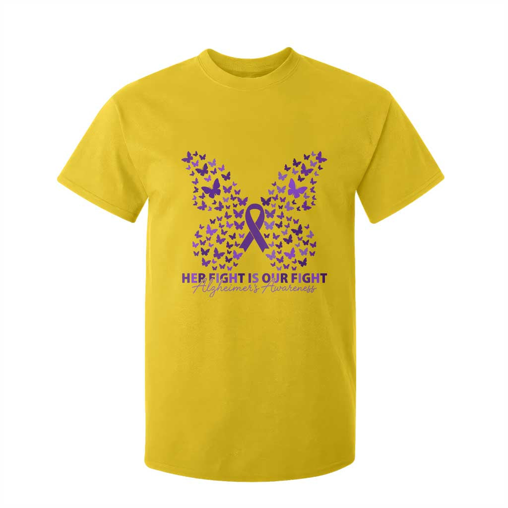 Alzheimers Butterfly Support Gift T Shirt For Kid Her Fight Our Fight