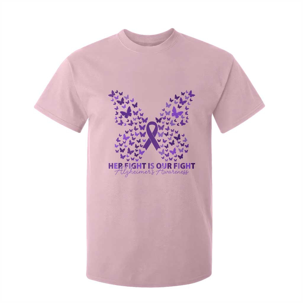 Alzheimers Butterfly Support Gift T Shirt For Kid Her Fight Our Fight