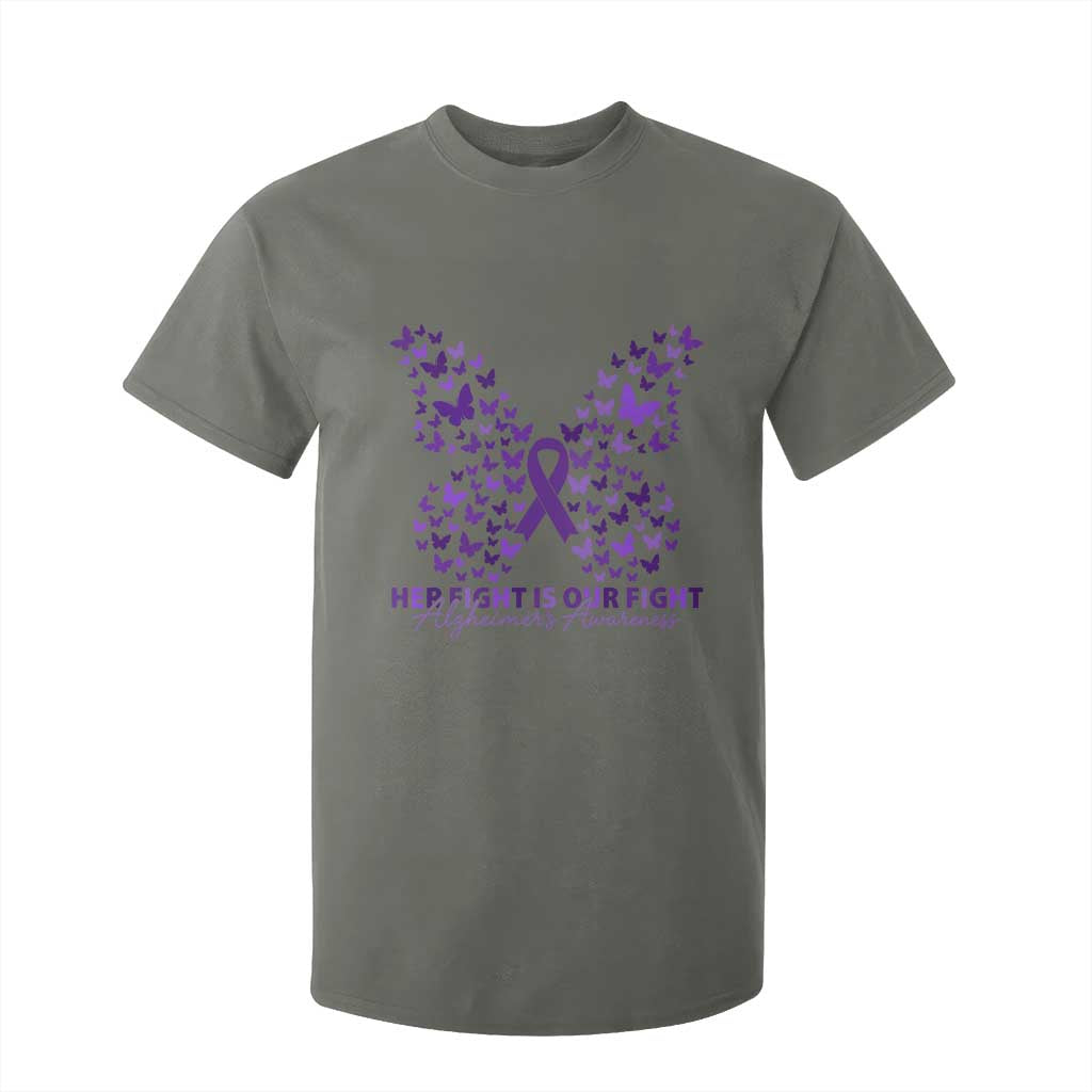 Alzheimers Butterfly Support Gift T Shirt For Kid Her Fight Our Fight