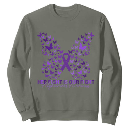 Alzheimers Butterfly Support Gift Sweatshirt Her Fight Our Fight