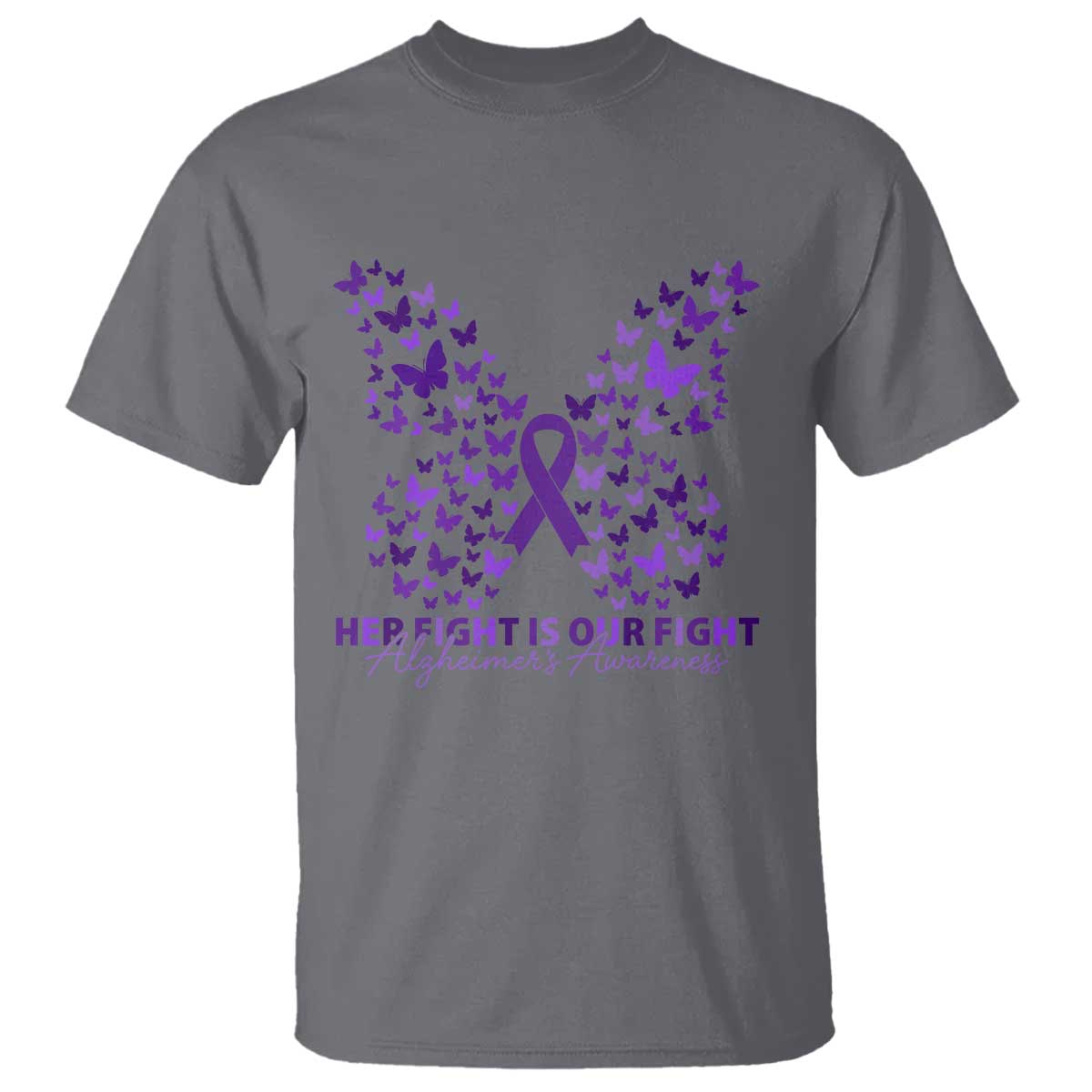 Alzheimers Butterfly Support Gift T Shirt Her Fight Our Fight