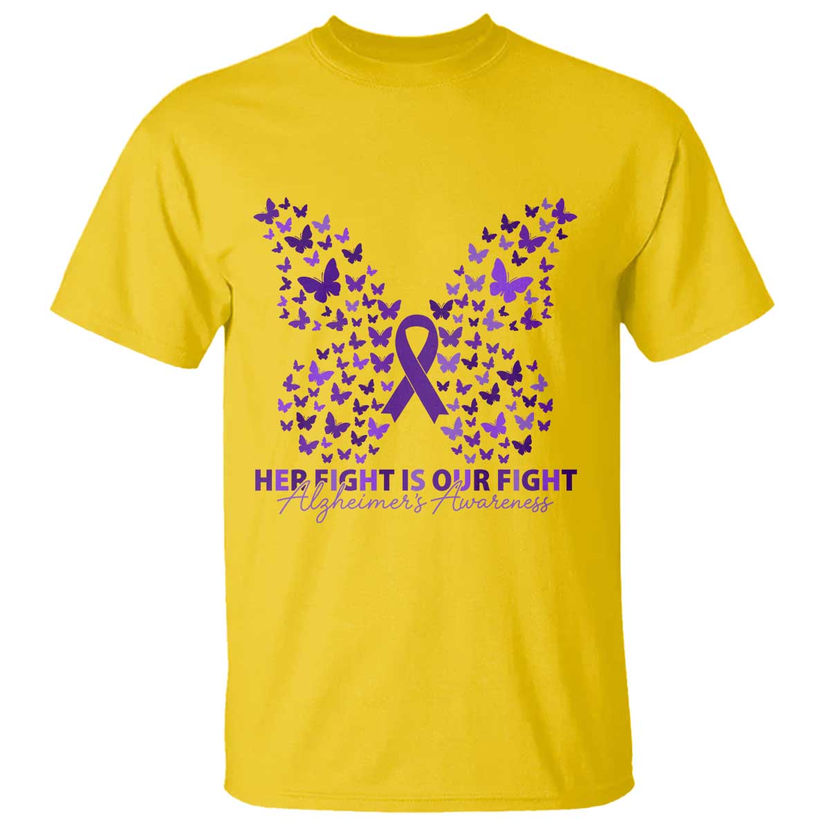Alzheimers Butterfly Support Gift T Shirt Her Fight Our Fight
