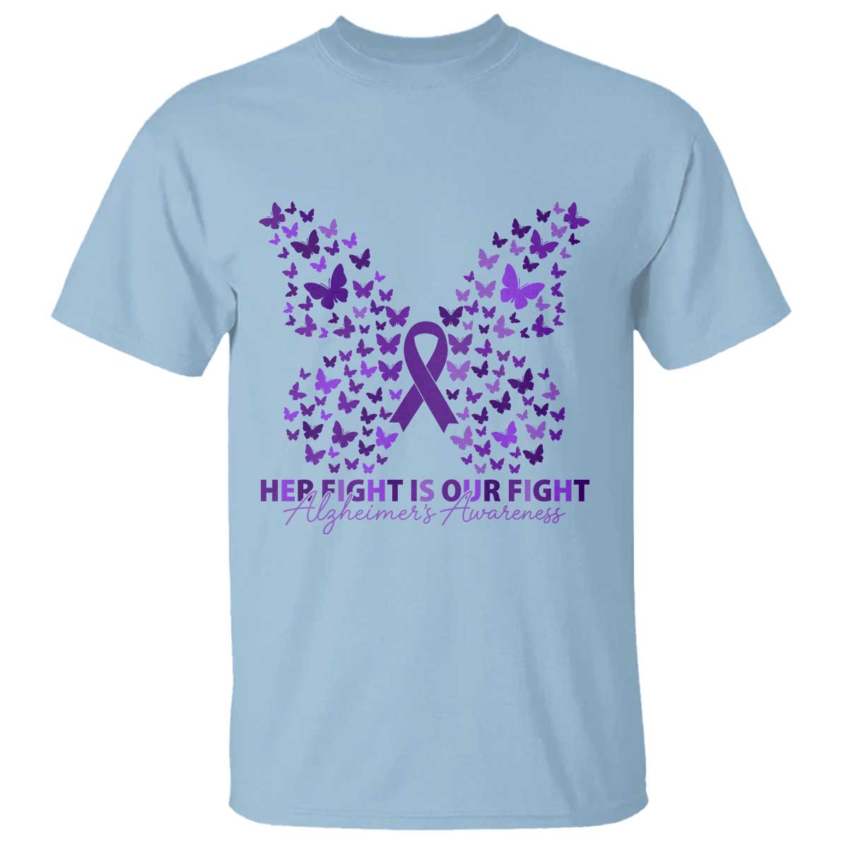 Alzheimers Butterfly Support Gift T Shirt Her Fight Our Fight