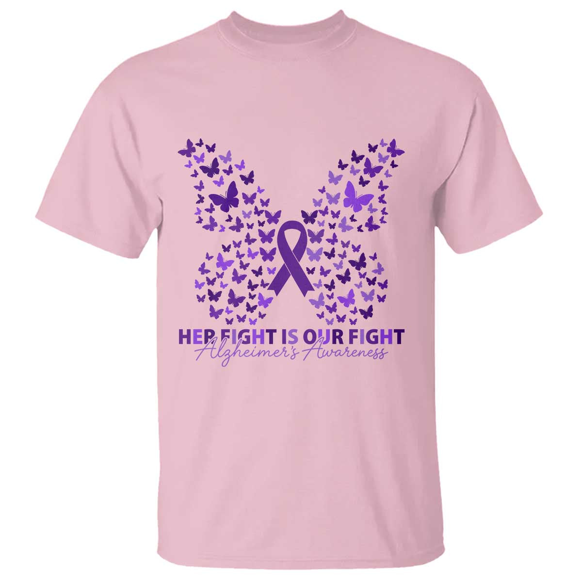 Alzheimers Butterfly Support Gift T Shirt Her Fight Our Fight