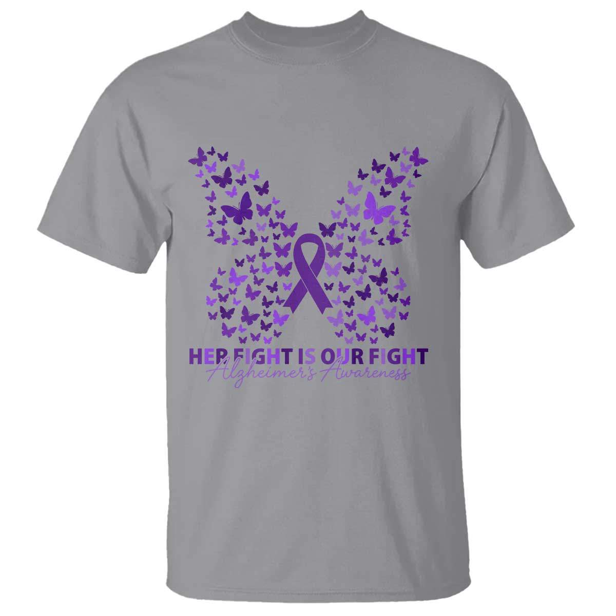 Alzheimers Butterfly Support Gift T Shirt Her Fight Our Fight