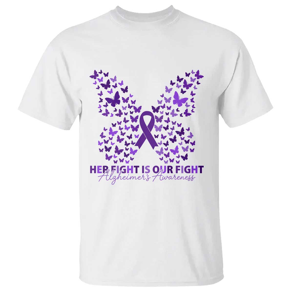 Alzheimers Butterfly Support Gift T Shirt Her Fight Our Fight