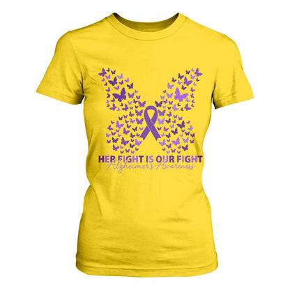 Alzheimers Butterfly Support Gift T Shirt For Women Her Fight Our Fight