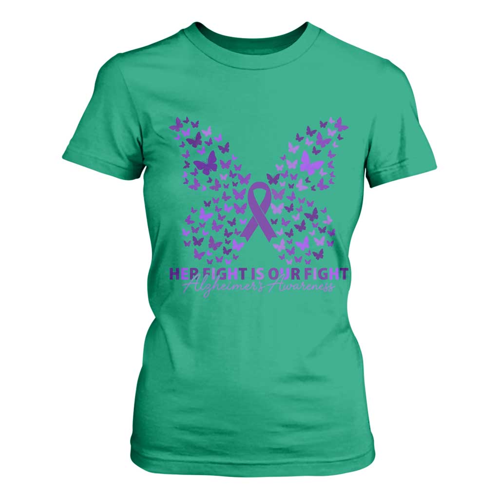 Alzheimers Butterfly Support Gift T Shirt For Women Her Fight Our Fight