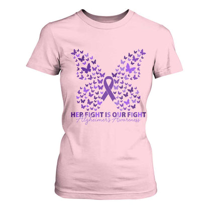 Alzheimers Butterfly Support Gift T Shirt For Women Her Fight Our Fight
