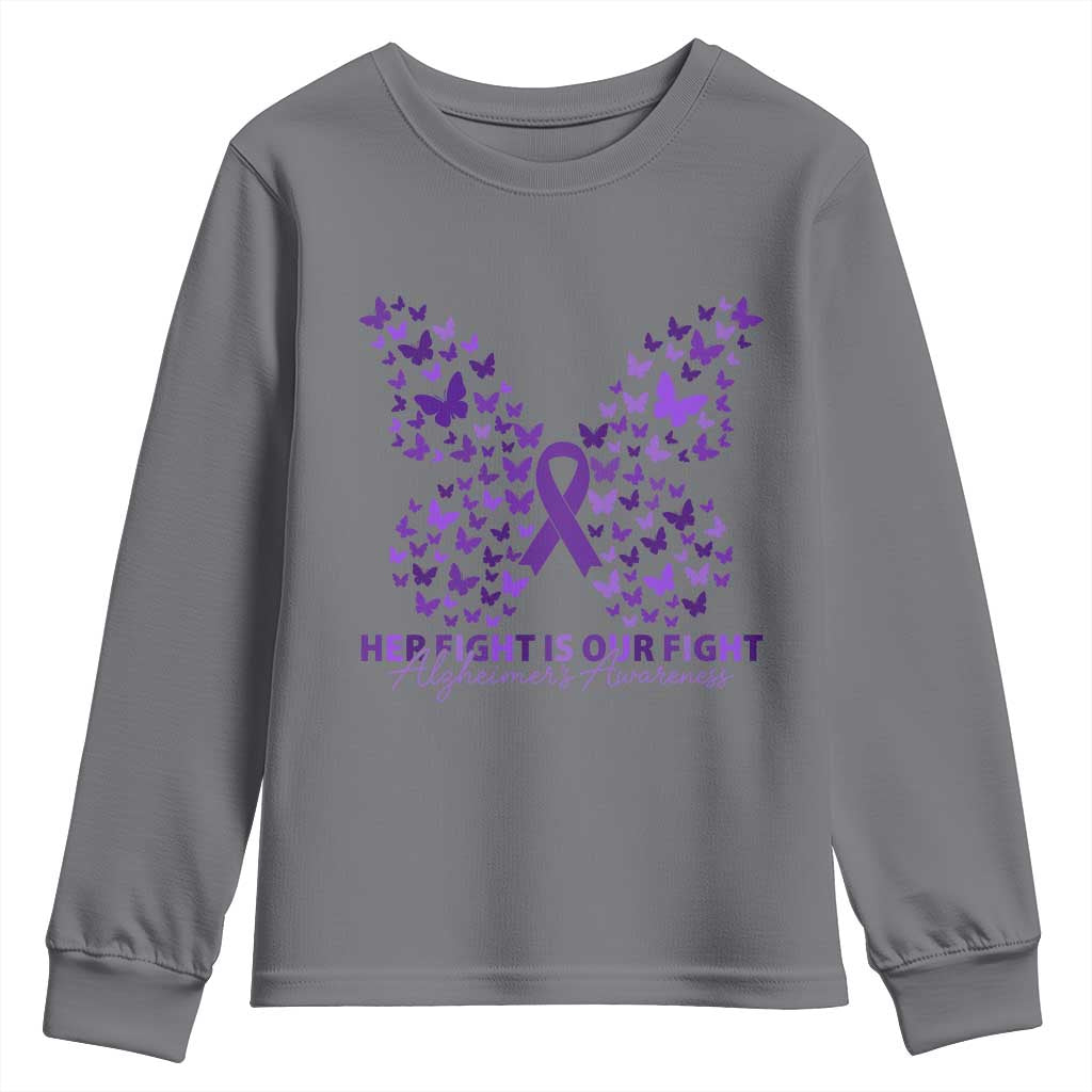 Alzheimers Butterfly Support Gift Youth Sweatshirt Her Fight Our Fight