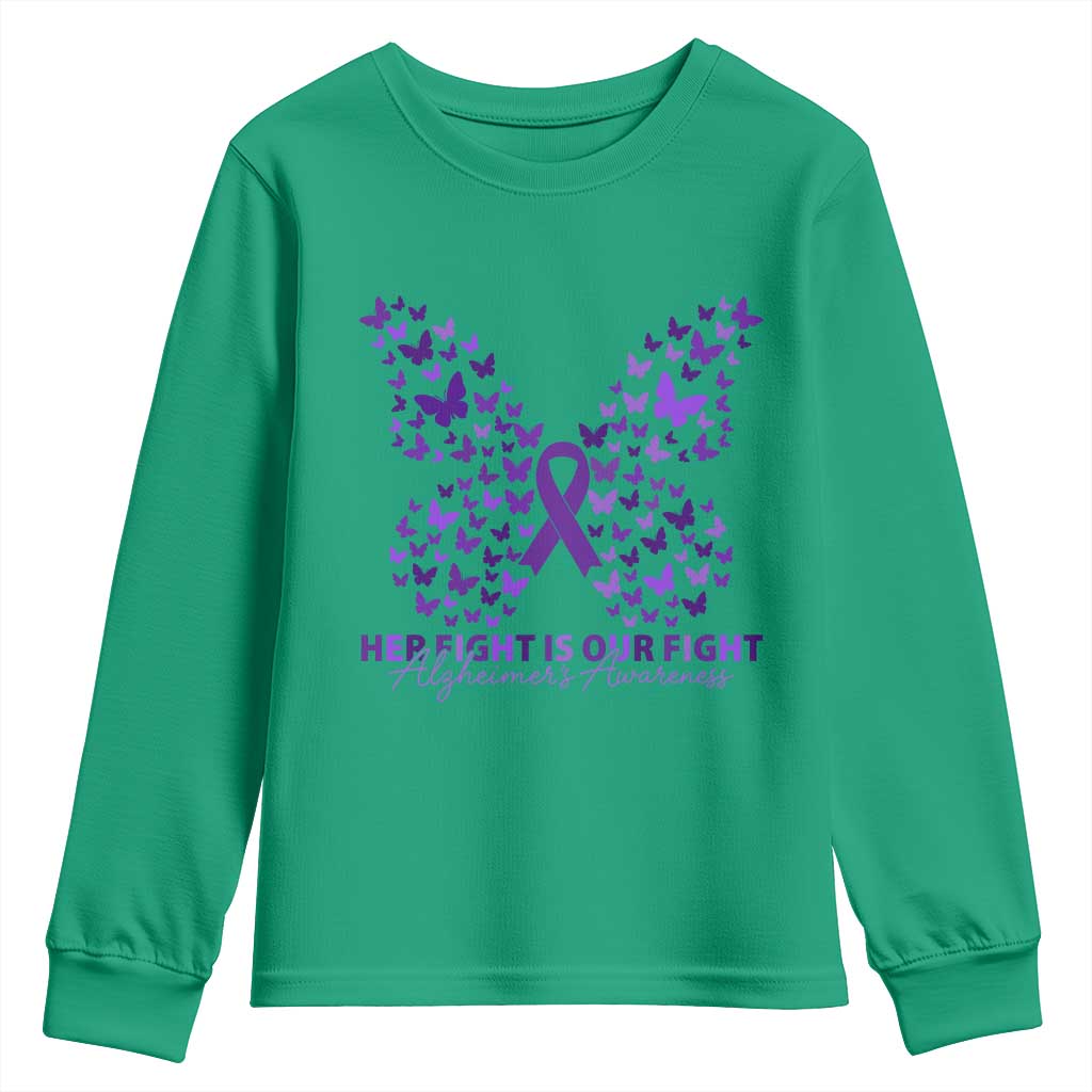 Alzheimers Butterfly Support Gift Youth Sweatshirt Her Fight Our Fight