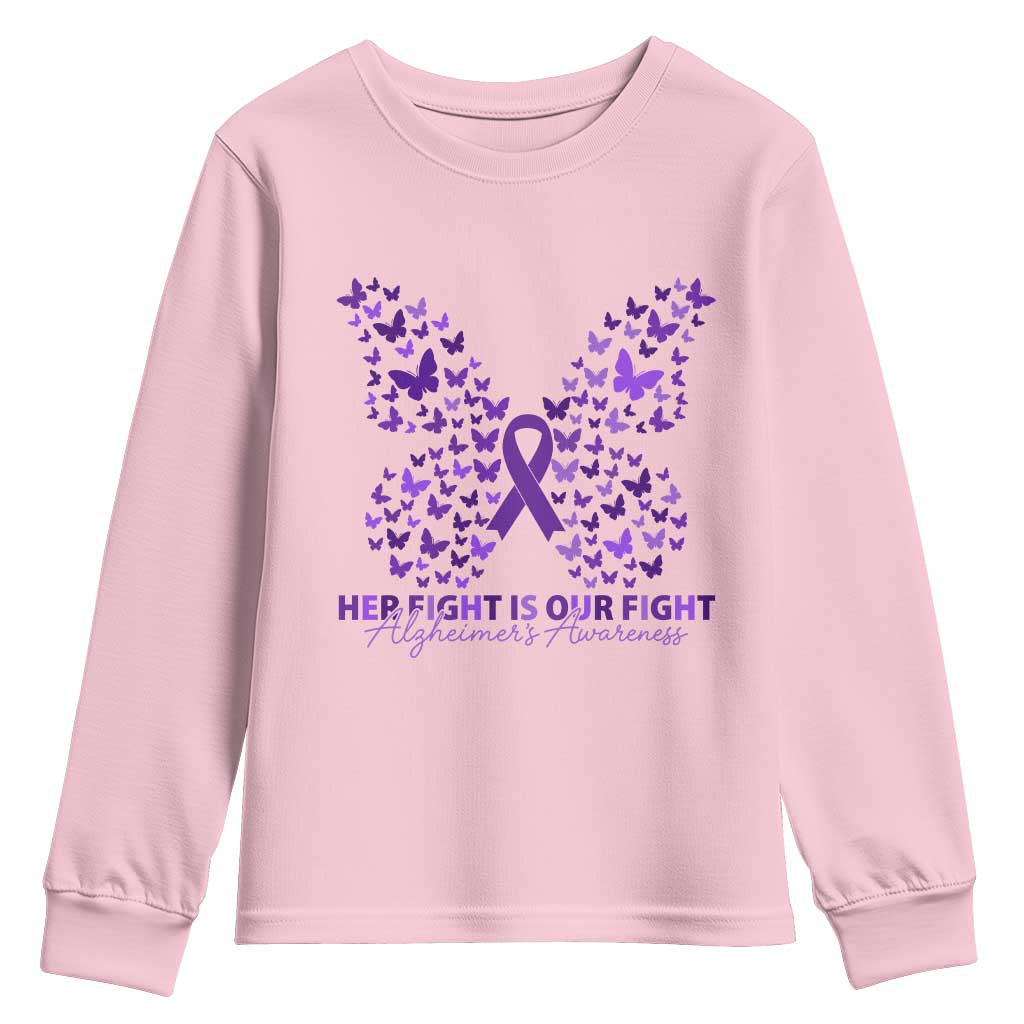 Alzheimers Butterfly Support Gift Youth Sweatshirt Her Fight Our Fight