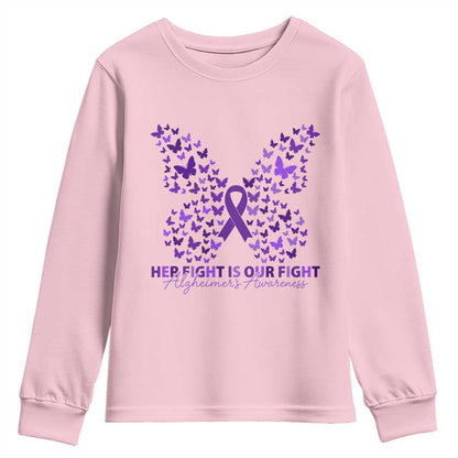 Alzheimers Butterfly Support Gift Youth Sweatshirt Her Fight Our Fight
