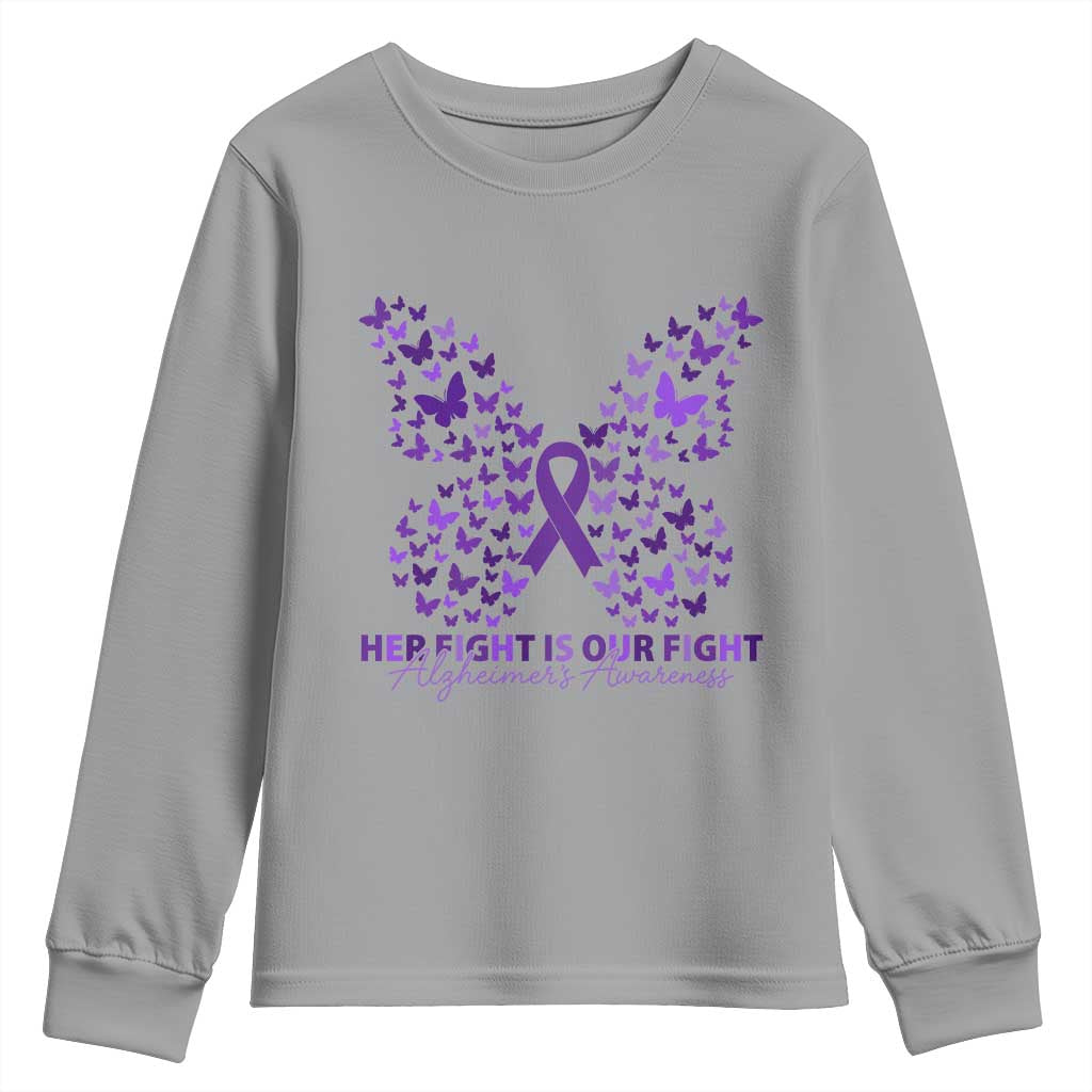 Alzheimers Butterfly Support Gift Youth Sweatshirt Her Fight Our Fight