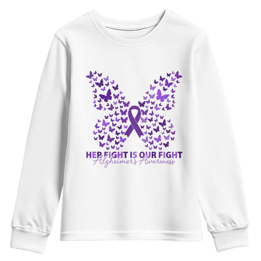 Alzheimers Butterfly Support Gift Youth Sweatshirt Her Fight Our Fight