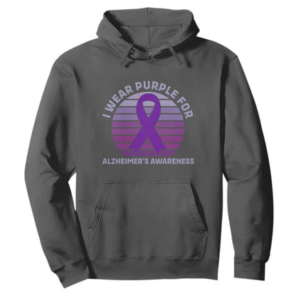 I Wear Purple For Alzheimers Hoodie Vintage Sunset Purple Ribbon Graphic
