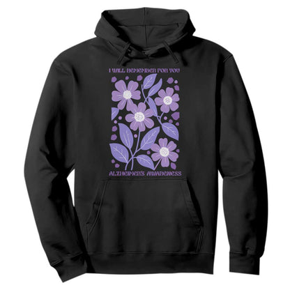Alzheimers Purple Floral Retro Graphic Hoodie I Will Remember For You