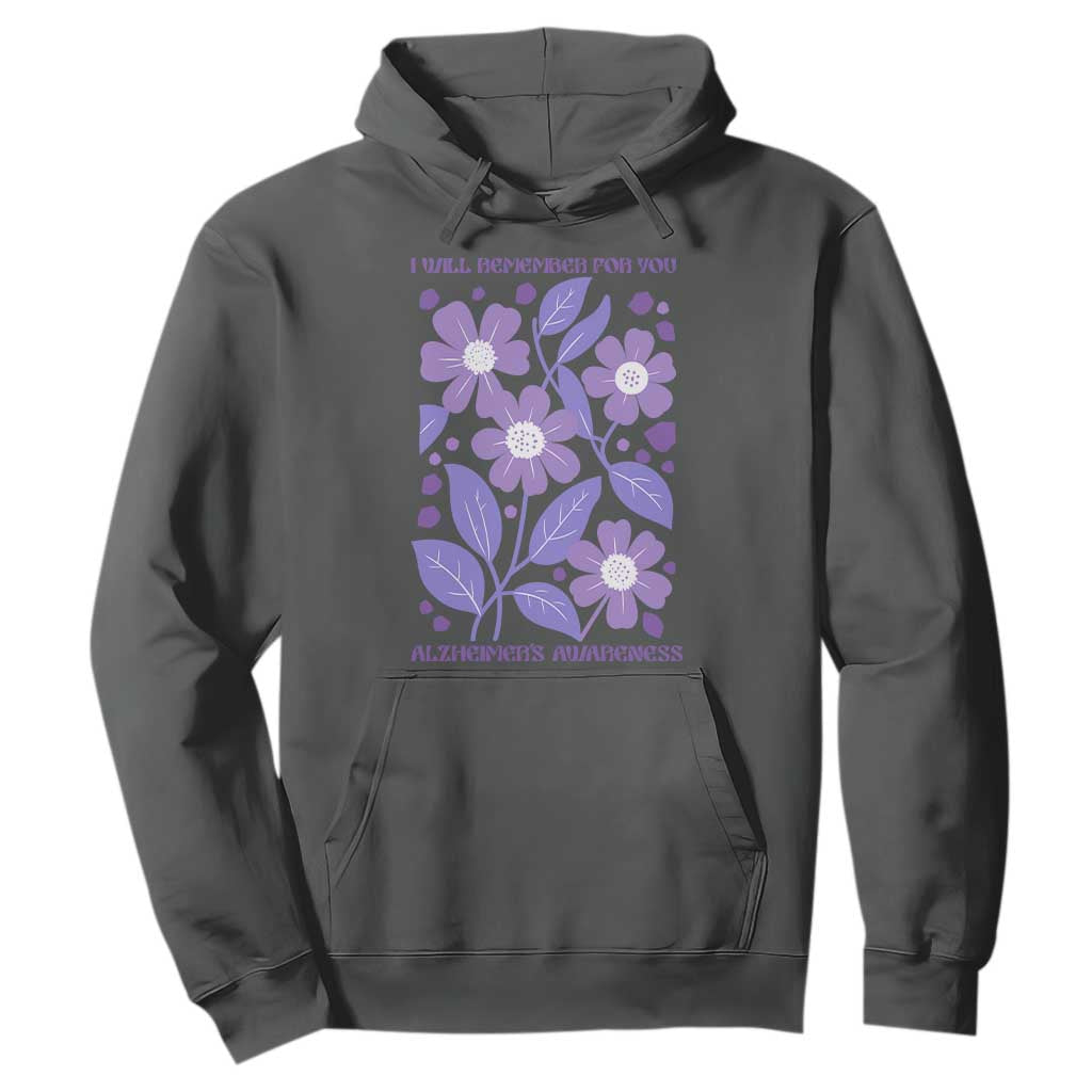 Alzheimers Purple Floral Retro Graphic Hoodie I Will Remember For You