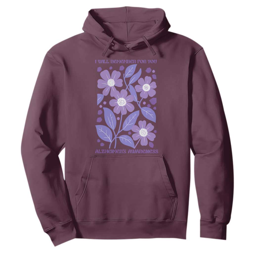 Alzheimers Purple Floral Retro Graphic Hoodie I Will Remember For You