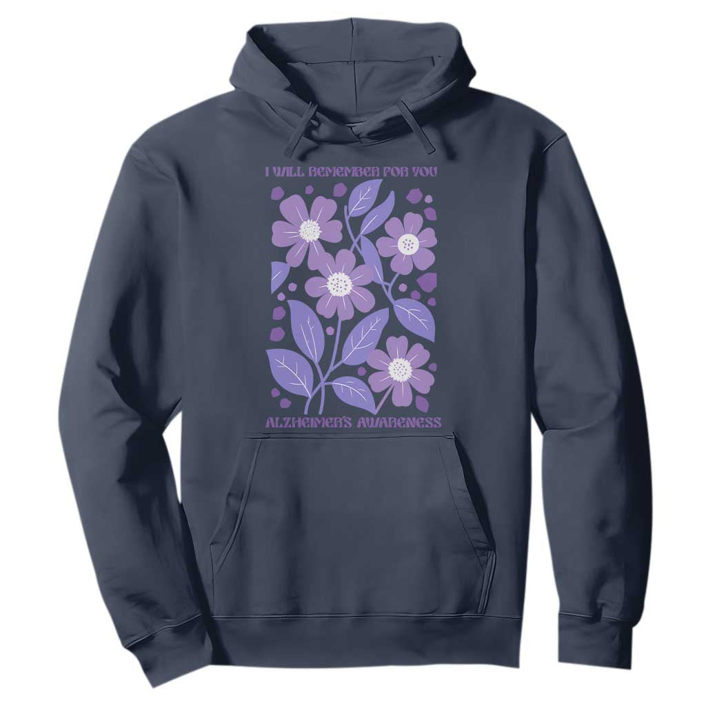 Alzheimers Purple Floral Retro Graphic Hoodie I Will Remember For You