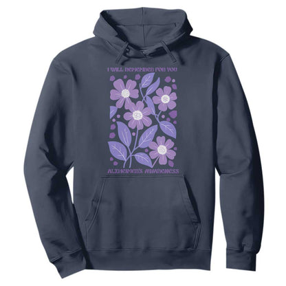 Alzheimers Purple Floral Retro Graphic Hoodie I Will Remember For You
